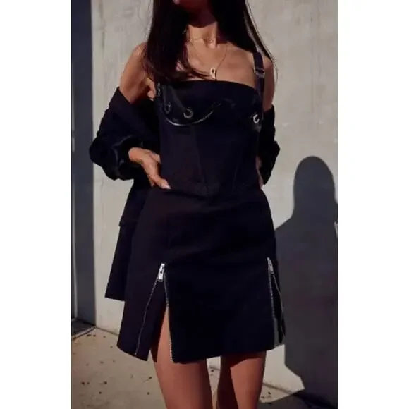 Dion Lee FAN LACE ZIP MINI DRESS